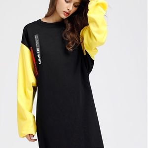 Contrast Sleeve Strap Sweater-shirt Dres